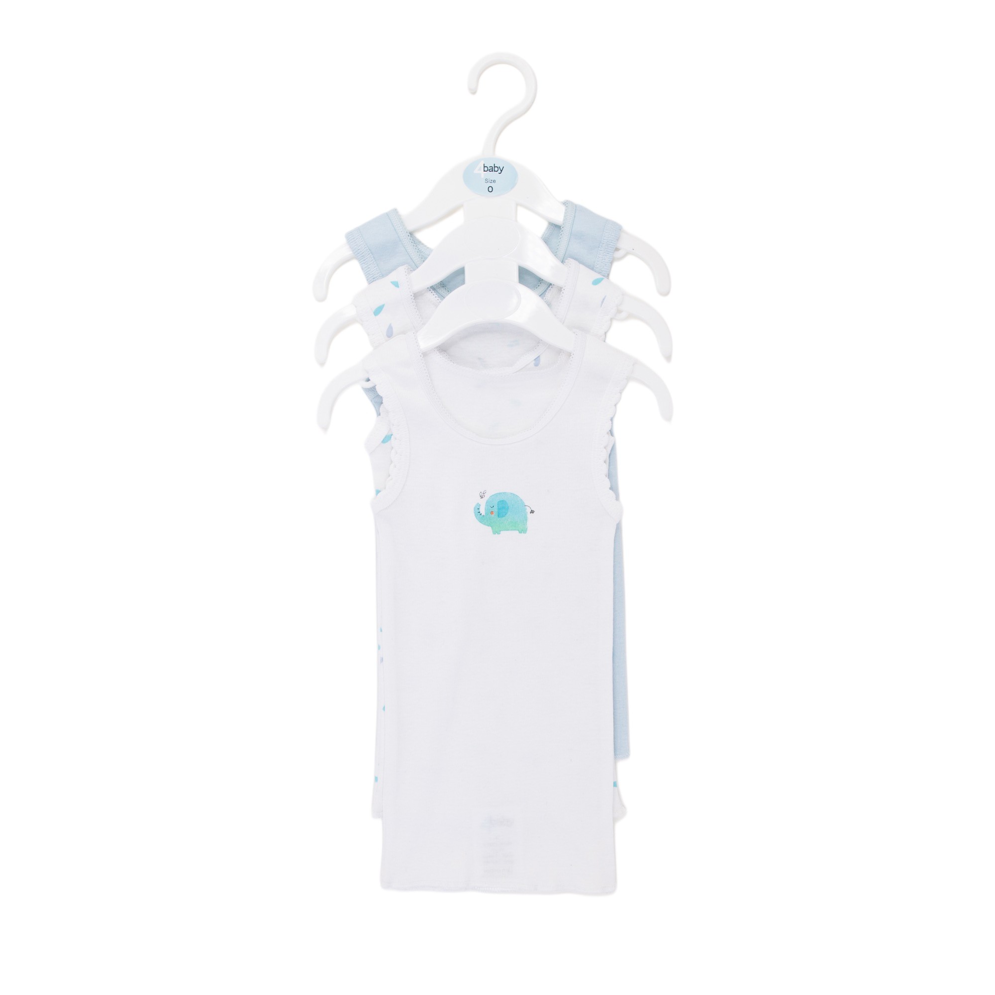 4baby 3 Pack Singlet Print Blue Size 0
