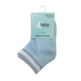 4Baby Terry Sport Sock 3 Pack Blue