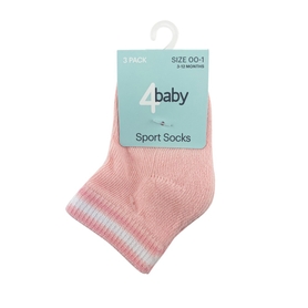 4Baby Terry Sport Sock 3 Pack Pink