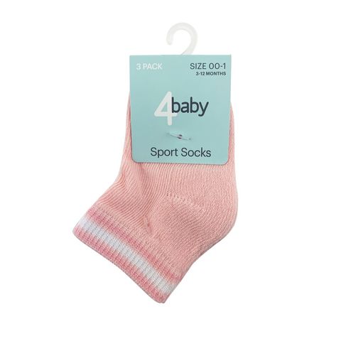 4Baby Terry Sport Sock 3 Pack Pink image 0 Large Image