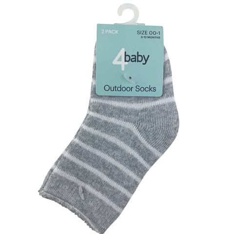 4Baby Outdoor Sock 2 Pack Grey image 0 Large Image