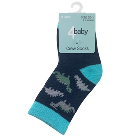 4Baby Fashion Crew Sock 3 Pack Dino