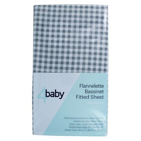 4Baby Flannel Bassinet Fitted Sheet Gingham image 0 Large Image