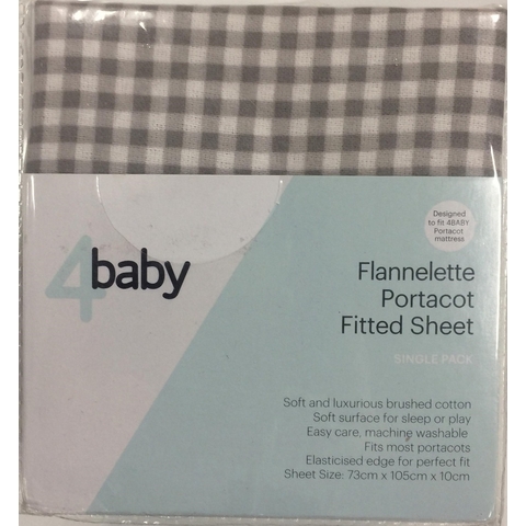 4Baby Flannel Portacot Fitted Sheet Gingham image 0 Large Image