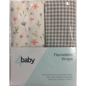 4Baby Flannel Wrap Gingham/Kendall 2 Pack