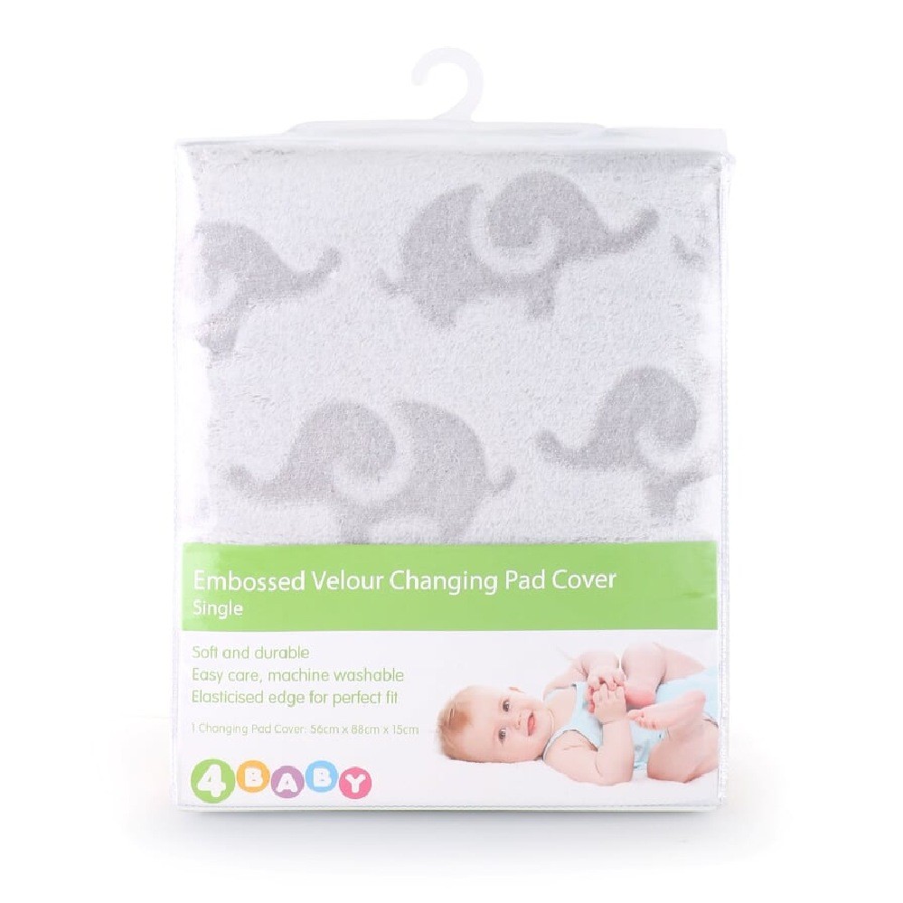 4Baby Change Pad Cover Burnout Grey Elephant Covers Baby Bunting AU