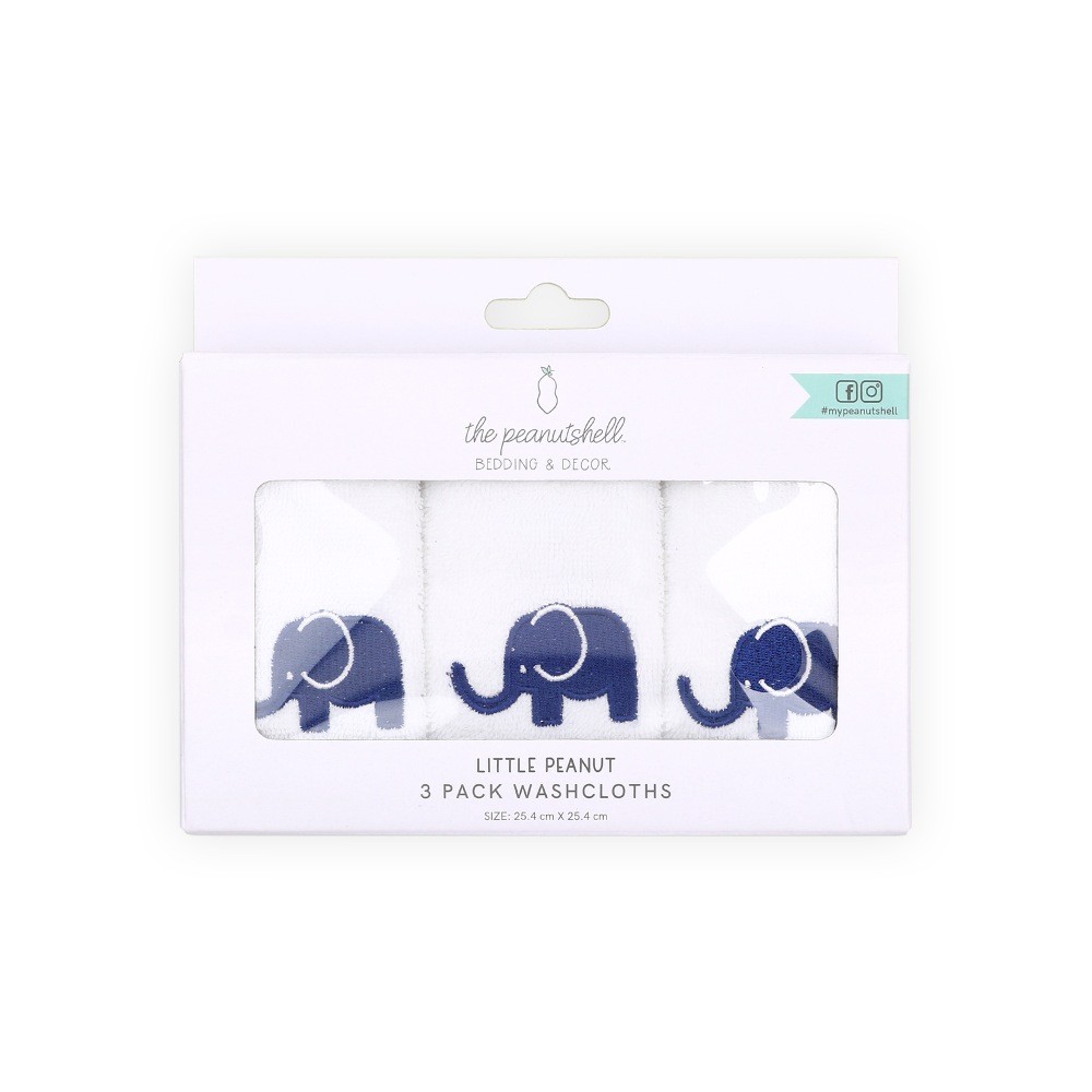 The Peanut Shell Little Peanut Wash Cloth 3 Pack Face Washers Baby