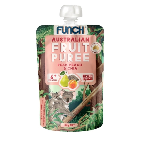 Funch Fruit Puree - Pear Peach Chia + DHA 120g image 0 Large Image