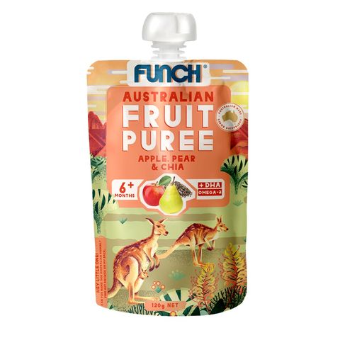 Funch Fruit Puree - Apple Pear Chia + DHA 120g image 0 Large Image