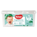 Huggies Baby Wipes - Fragrance Free - With Storage Tub - 64 Pack image 1