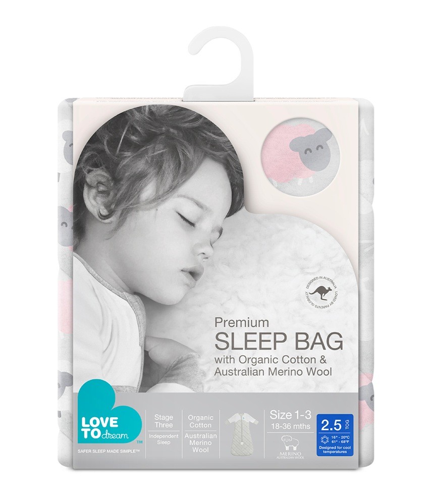 Love To Dream Sleeping Bag & Wool 2.5 Tog Pink Bah Bah 1836 Months