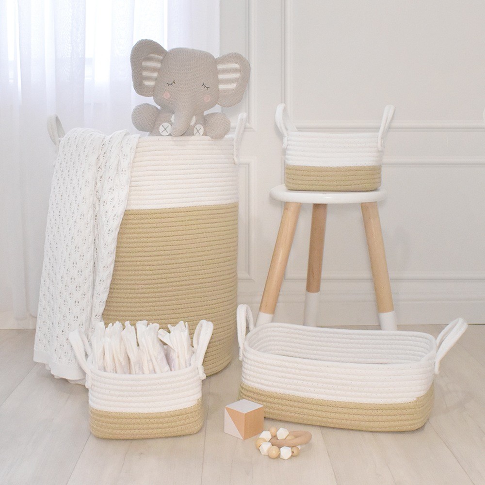 Living Textiles Cotton Rope Basket Natural 3 Piece Storage Baby