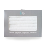 Bilbi Bamboo Towelling Nappy Squares - White - 7 Pack image 0