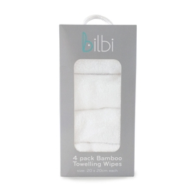 Bilbi Bamboo Towelling Baby Wipes - White - 4 Pack