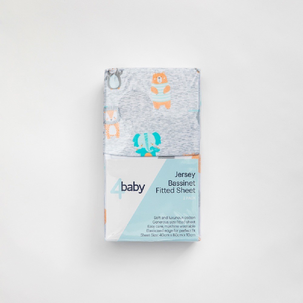 4Baby Jersey Fitted Sheet Little Friends 2 Pack