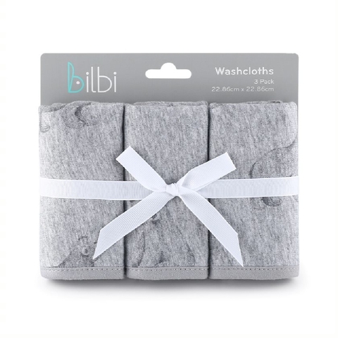Bilbi Jersey Washcloth Grey Bears 3 Pack image 0 Large Image