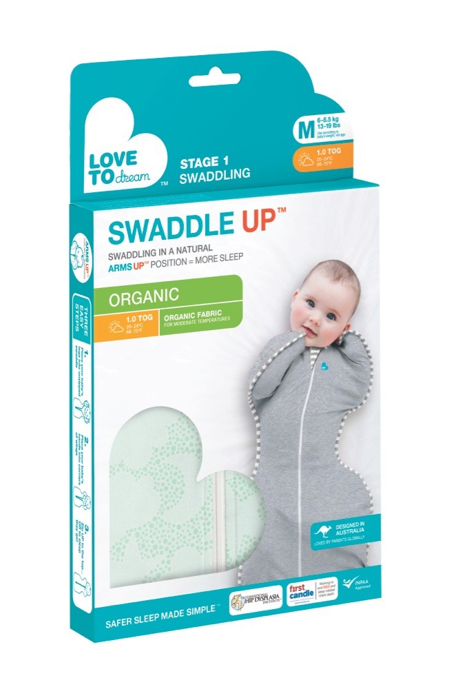 Love To Dream Swaddle Up 1.0 Tog Celestial Dot Mint Medium Swaddles