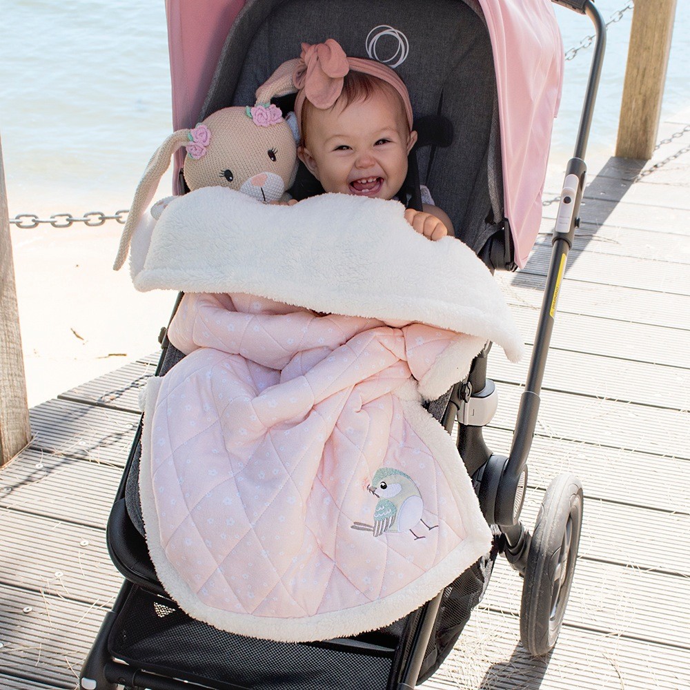 Living Textiles Ava Quilted Sherpa Blanket Pram & Baby