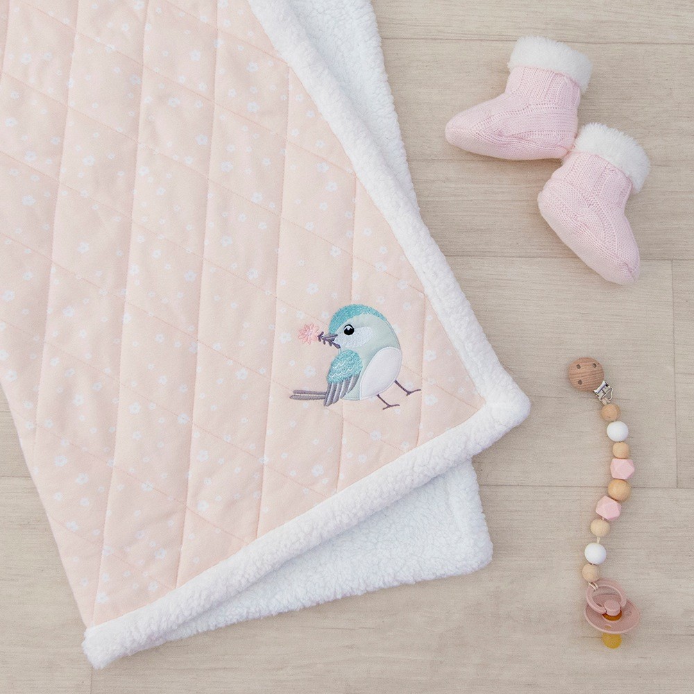 Living Textiles Ava Quilted Sherpa Blanket Pram & Baby