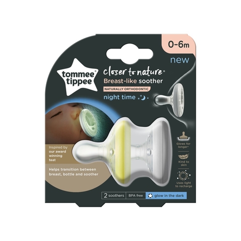 Tommee Tippee Closer To Nature Soother - Breast Like - Day & Night - 0-6 Months - 2 Pack image 0 Large Image