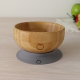 Plum Bamboo and Silicone Suction Bowl - Grey image 1