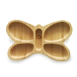 Plum Bamboo and Silicone Suction Sectioned Plate - Butterfly - Dusty Berry image 0