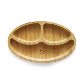 Plum Bamboo and Silicone Suction Sectioned Plate - Oval - Grey