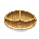 Plum Bamboo and Silicone Suction Sectioned Plate - Oval - Grey image 0
