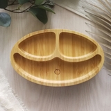 Plum Bamboo and Silicone Suction Sectioned Plate - Oval - Grey image 3