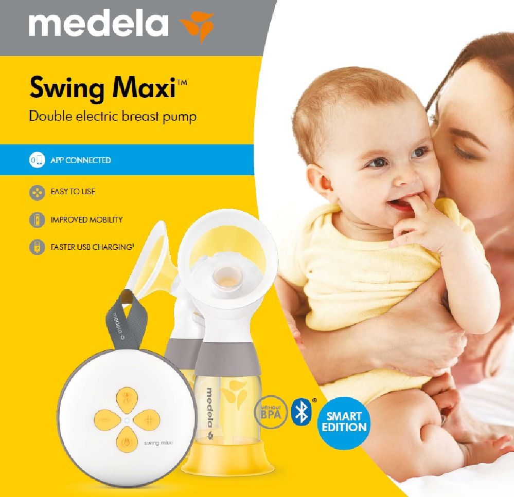 Medela Breast Pump | Swing Maxi Double Electric | Portable Breast Pump |  USB-C Rechargeable | Bluetooth | Closed System | with Carry Bag
