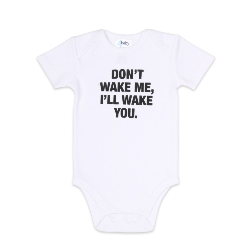 4baby Slogan Short Sleeve Bodysuit Dont Wake Me Ill Wake You Size 0