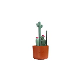 Boon Cacti Bottle Brush Set - Brown Pot - 4 Piece