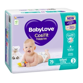Babylove Cosifit Nappies - Jumbo Bag - Infant - Size 2 - 76 Pack