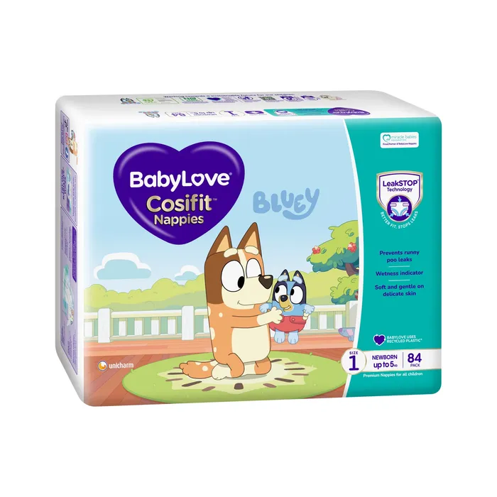 Babylove Cosifit Nappies - Jumbo Bag - Newborn - Size 1 - 84 Pack
