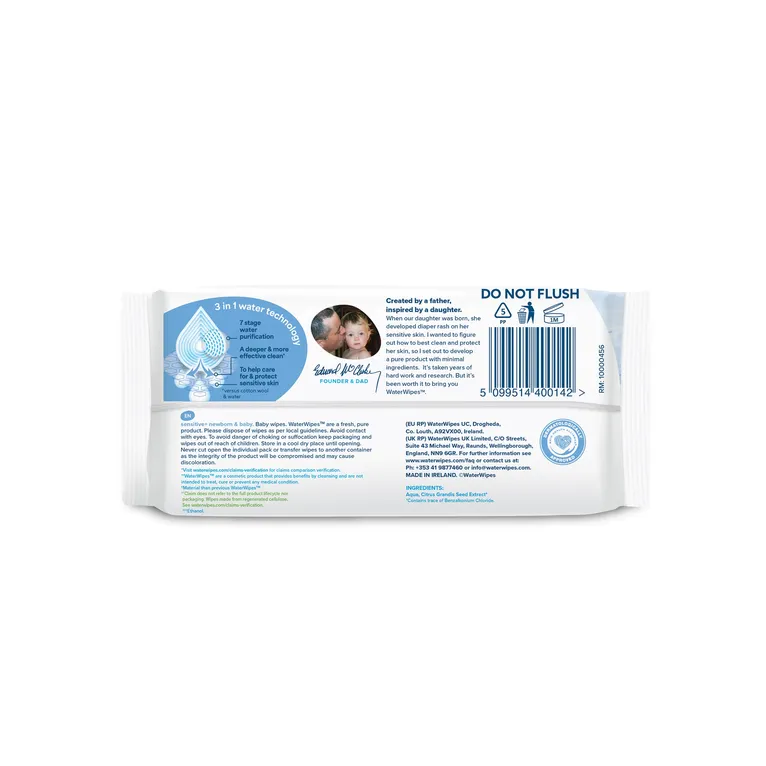 WaterWipes Newborn & Baby Sensitive Wipes 60 Pack