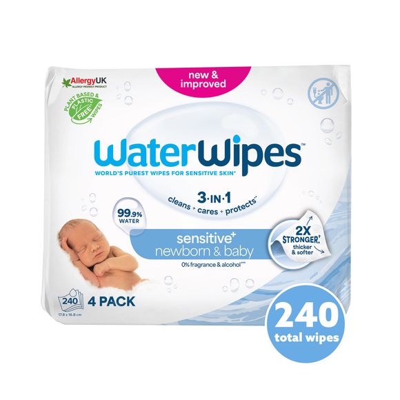 WaterWipes Newborn & Baby Sensitive Wipes 240 Pack
