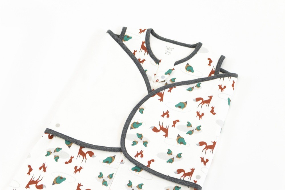 Nest Design Organic Swaddle Sleeping Bag 1.0 Tog Fox Tots Small