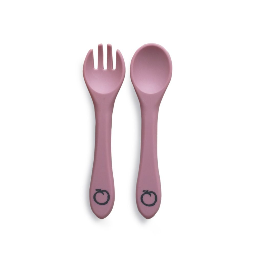 Baby Led Weaning Silicone Spoon & Fork Cutlery - Duck Egg