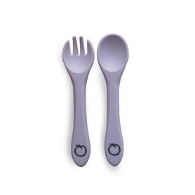 Plum Silicone Spoon & Fork Set - Smokey Lilac - 2 Pack
