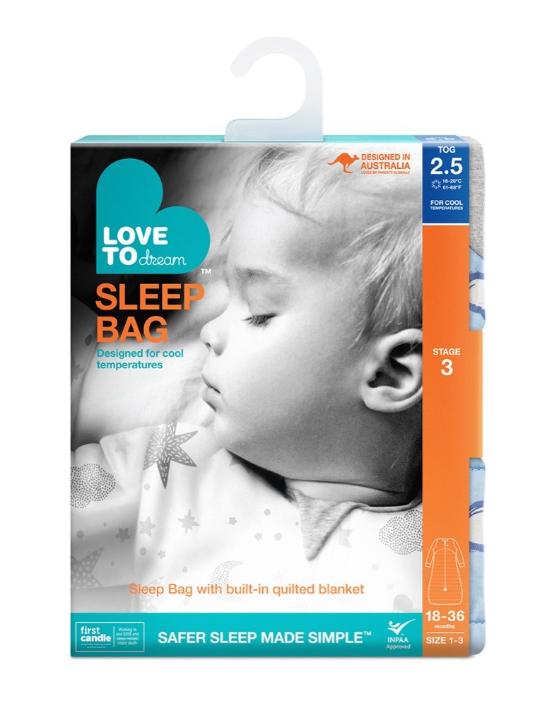 Love To Dream Sleeping Bag 2.5 Tog Daydream Dusty Blue 1836 Months