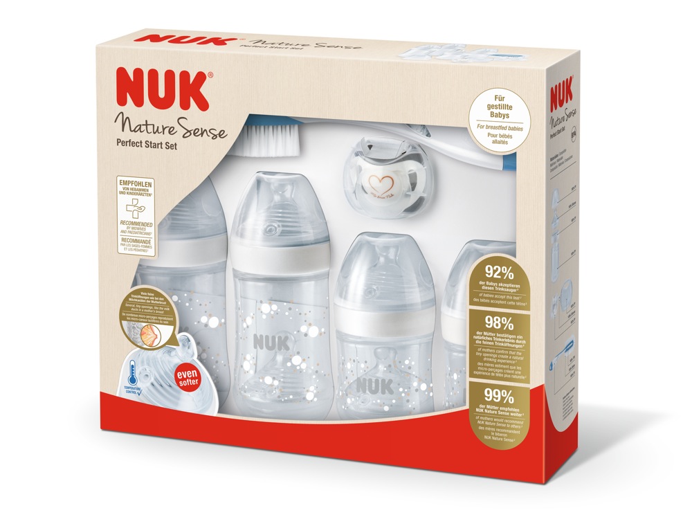 Nuk Nature Sense with Temperature Control Perfect Start Set 0-6 Months - White | Bottles | Baby Bunting AU