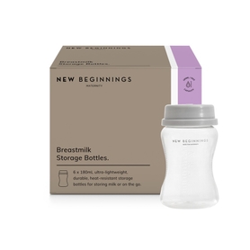 New Beginnings Wide Neck Breast Milk Storage Bottles 6 Pack