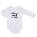 4Baby Slogan Bodysuit Long Sleeve Ask Daddy Grey Marle image 0
