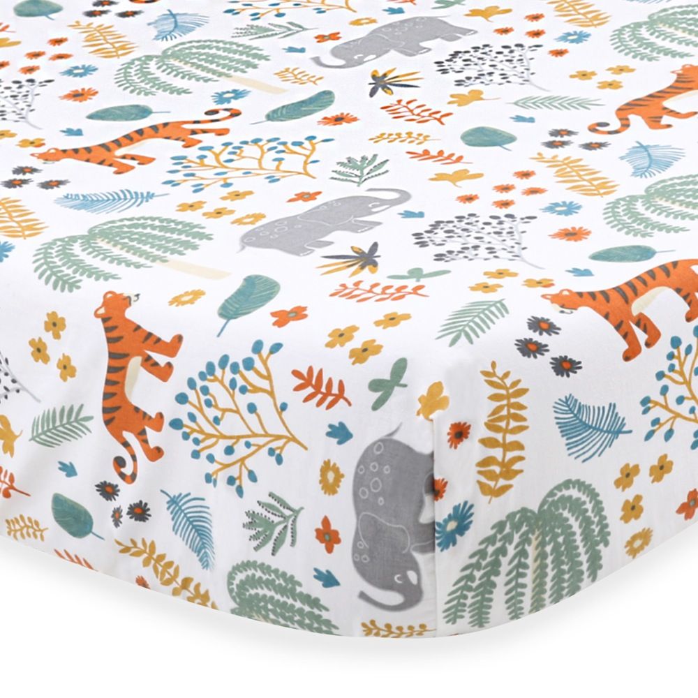 The Peanut Shell Boho Safari Cot Fitted Sheet | Baby Bunting AU