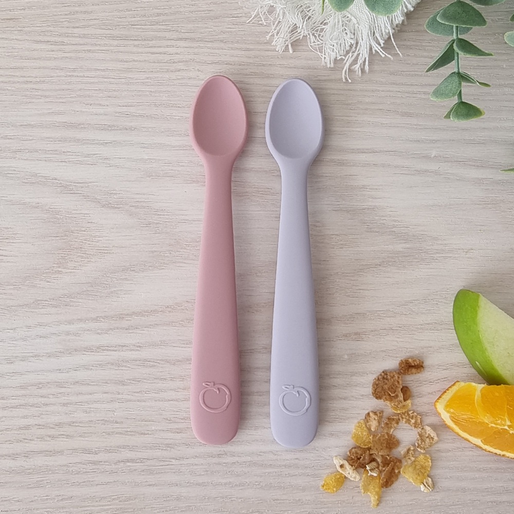 Plum First Feeding Spoons - Dusty Berry & Smokey Lilac - 2 Pack | Utensils | Baby Bunting AU