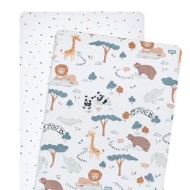 Lolli Living Day At The Zoo 2 Pack Bedside Sleeper Fitted Sheet