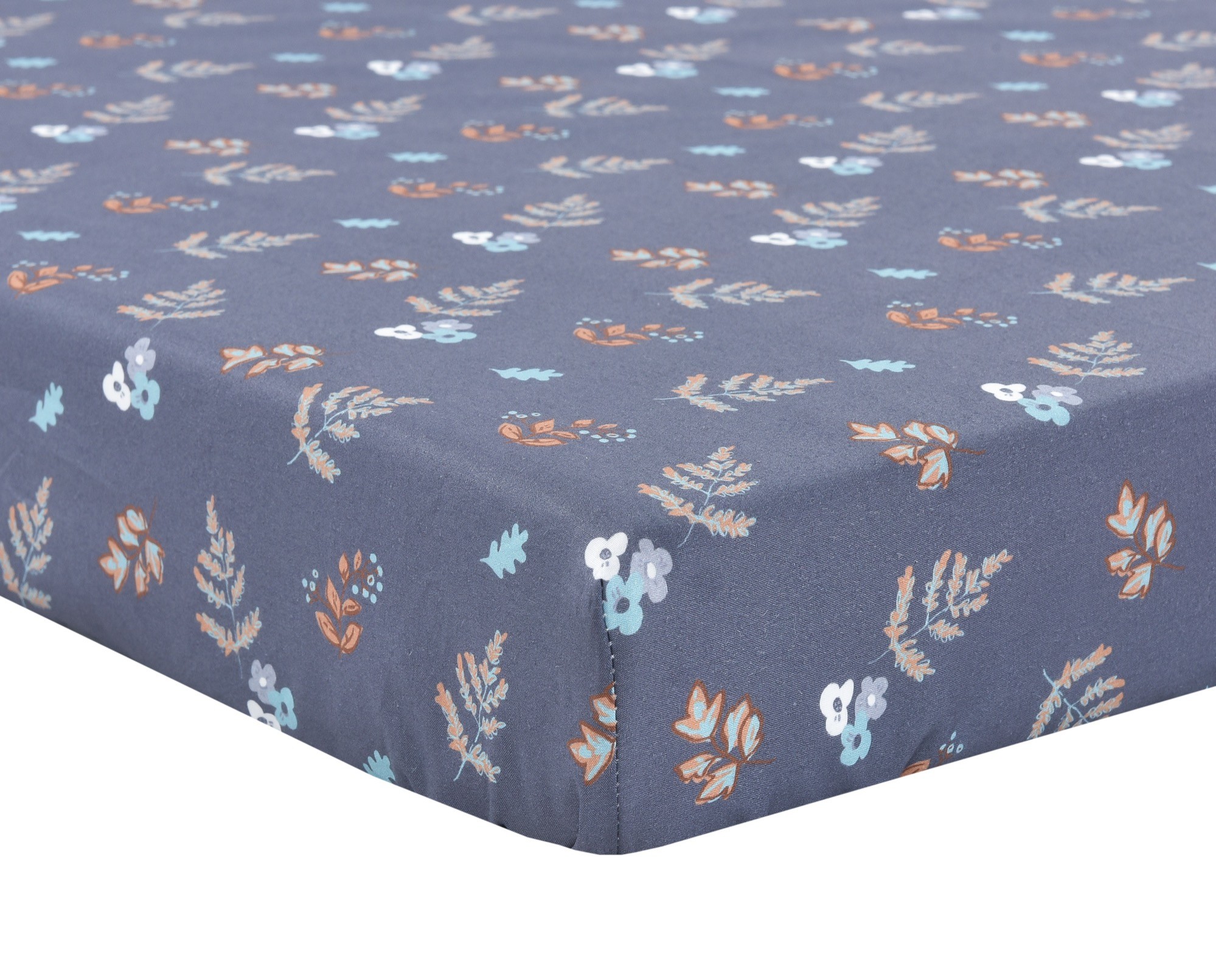 Bilbi Organic Cotton Cot Fitted Sheet Foliage Charcoal Baby Bunting AU