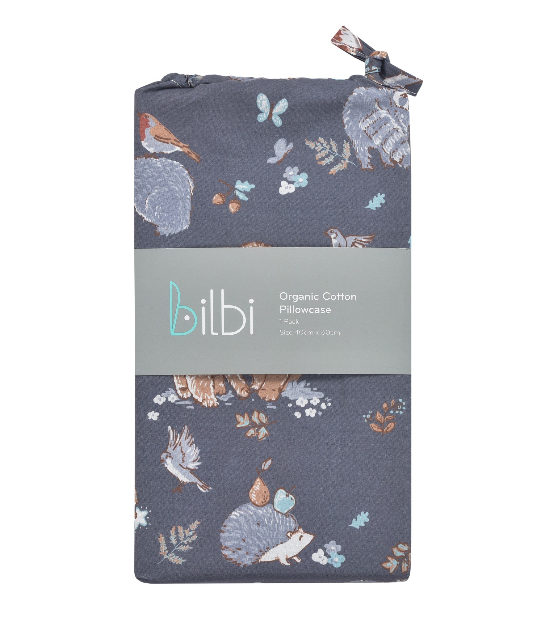 Bilbi Organic Cotton Pillowcase Forest Friends Charcoal Pillow Cases