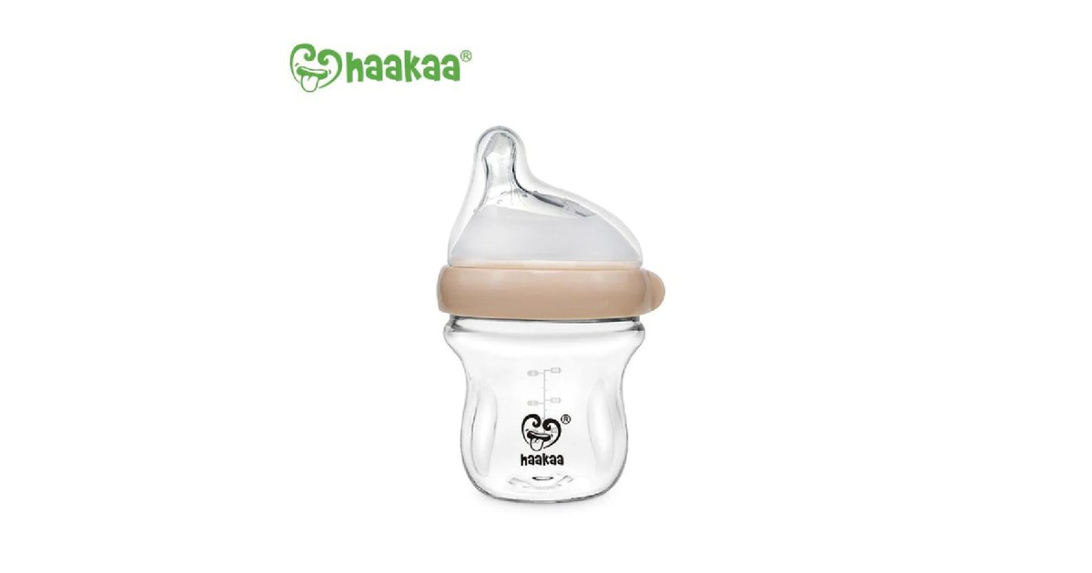 Haakaa Gen Glass Bottle 120ml Peach Baby Bunting NZ