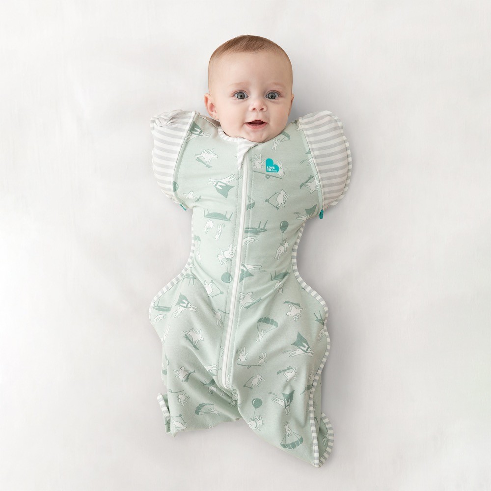Love To Dream Swaddle Up Lite Trans Bag 0.2 Tog Daredevil Bunny Olive Large Swaddles Baby